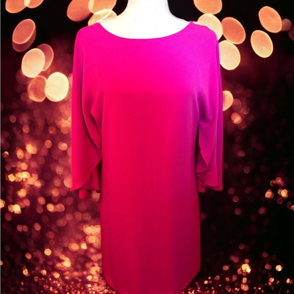 Giani‎ Bini Barbie pink oversized XS mini lined dress flowy sleeves